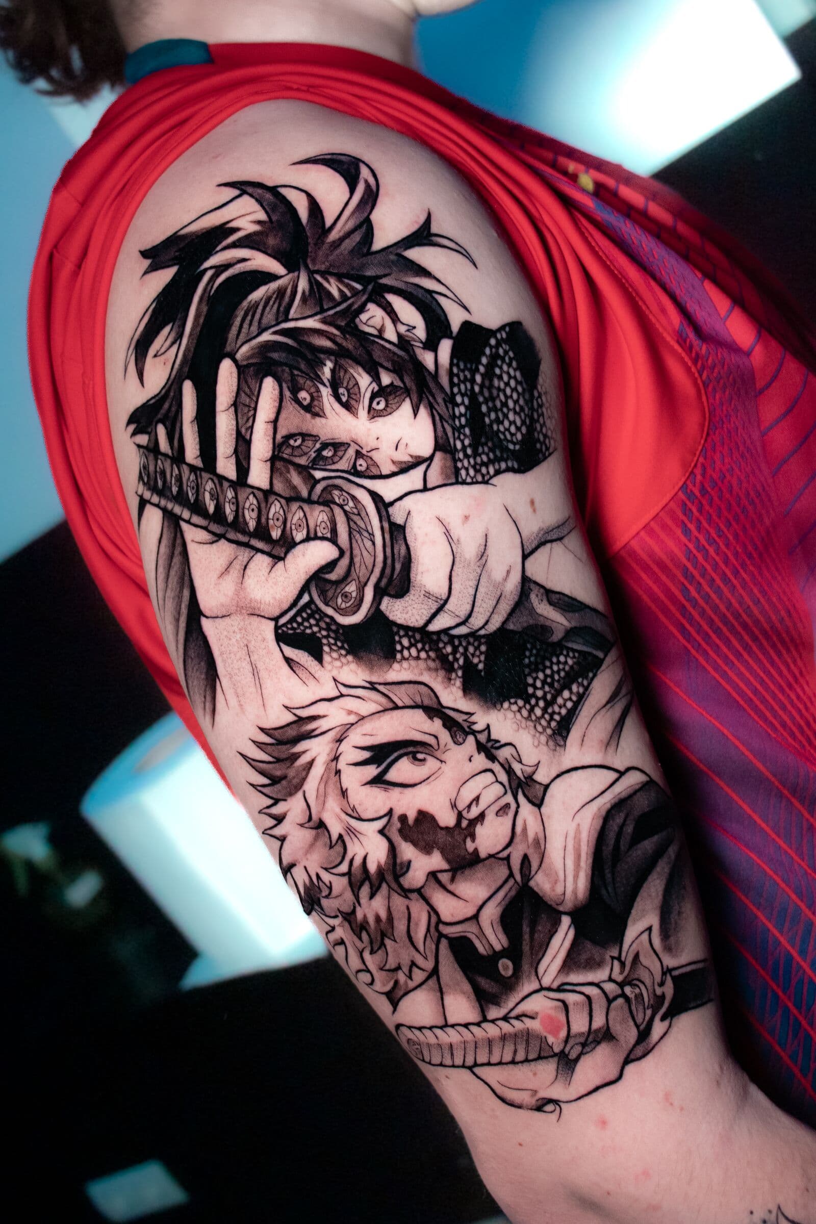 Anime-Samurai, Tattoo am Oberarm